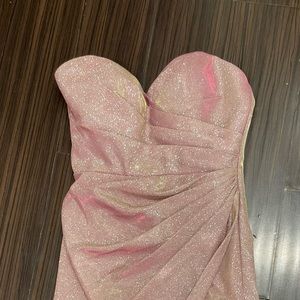 Mini rose gold strapless dress!